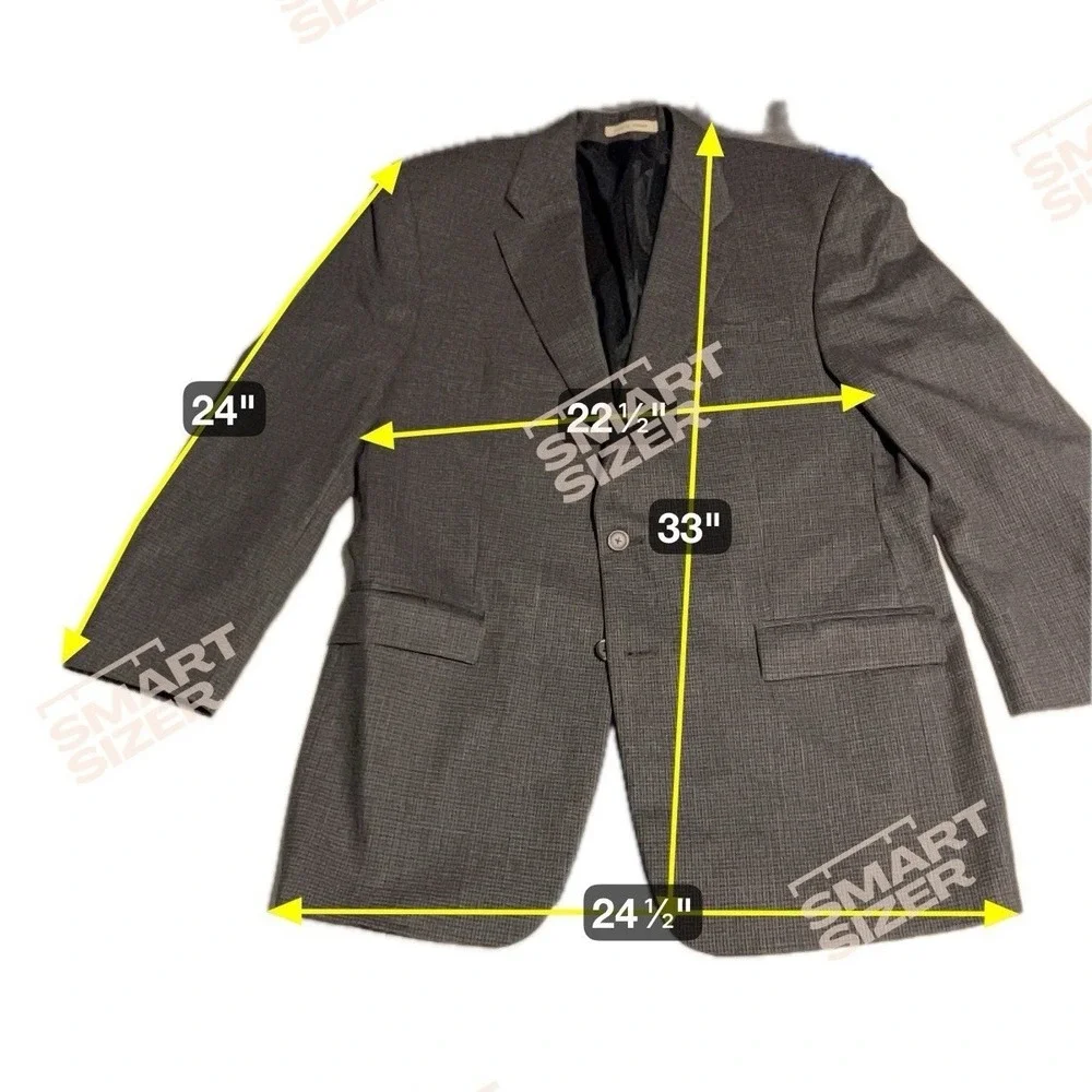 Lauren Ralph Lauren Grey Wool Micro Check Two Button Blazer Men's 41R Sport Coat